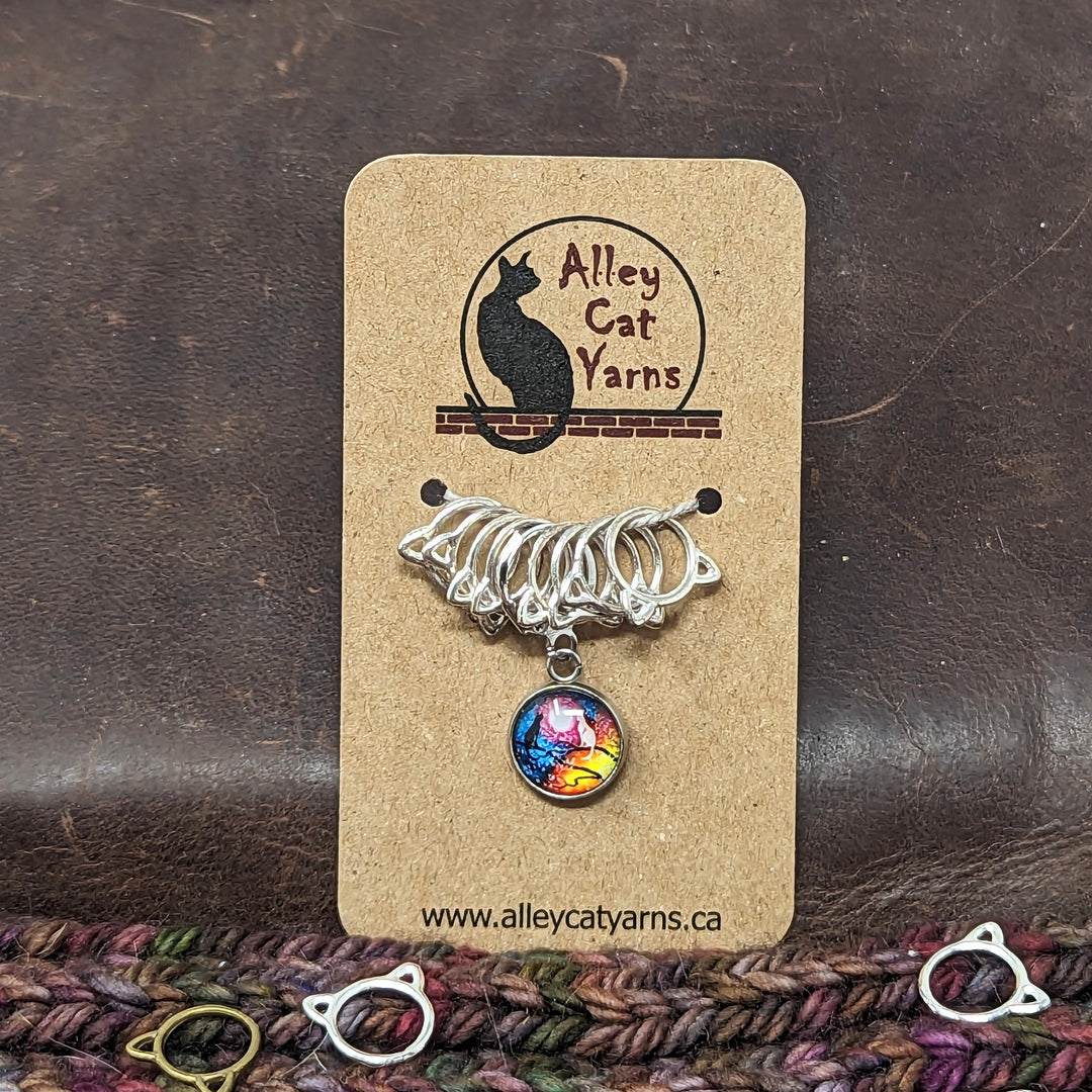 Cats on Branches Stitch Marker Set